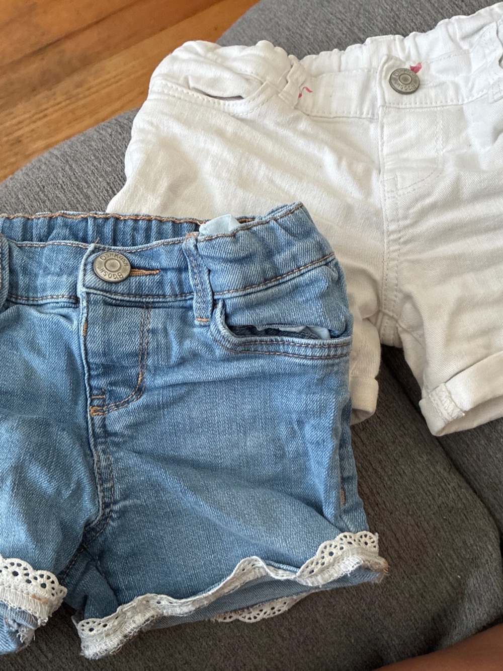 OshKosh B'gosh White & Light Blue Girls' Shorts Duo